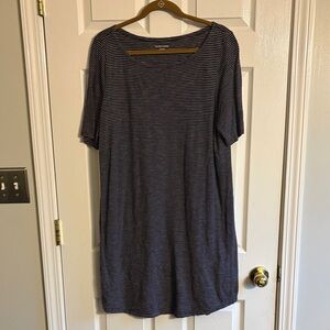 Eileen Fisher Navy and White Striped Midi Dress